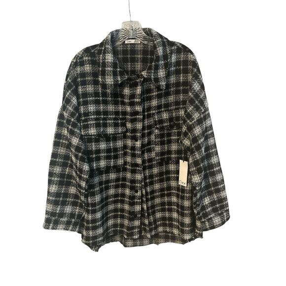 Dex Black and White Plaid Button Up Jacket Shacket Size XL - Picture 10 of 10